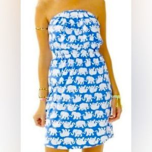 Lilly Pulitzer Dress Windsor Tusk In Sun Strapless Size XS Cover Up Pima Cotton